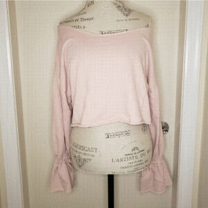 Y2K pink long sleeve crop sweater